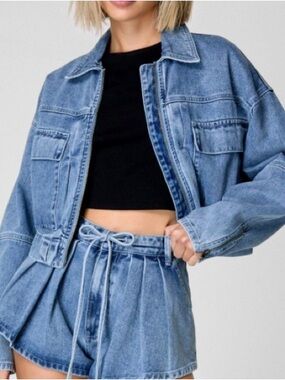 Nasty Gal Oversized Bomber Denim Jacket